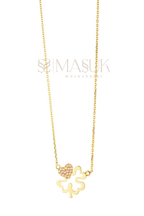 TAŞLI DÖRT YAPRAKLI YONCA KOLYE