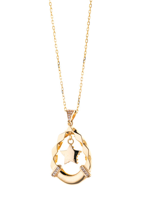 BAKLAVA KESİM YILDIZ ZİNCİRLİ KOLYE