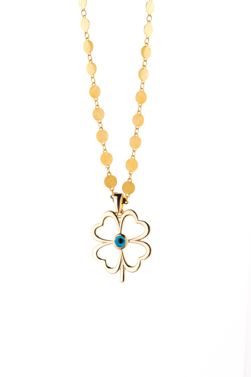 DÖRT YAPRAKLI YONCA PULLU ZİNCİR KOLYE