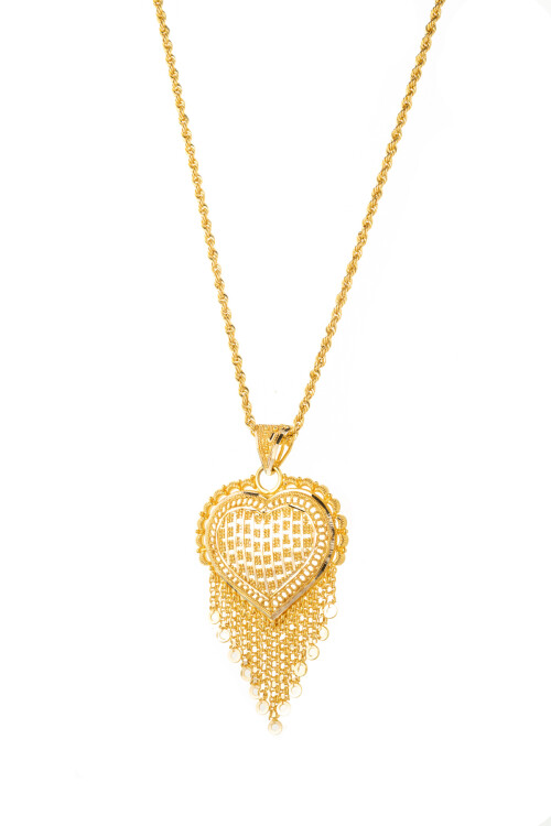 HİNT İŞİ KALP BURGU ZİNCİR KOLYE