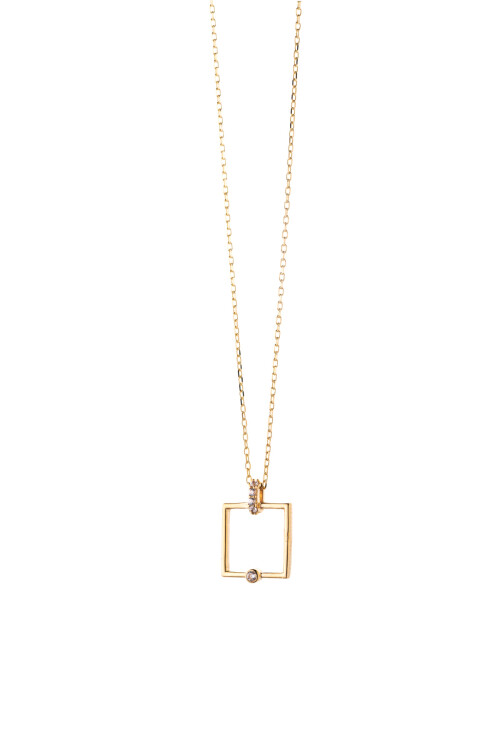 KARE TAŞLI ZİNCİR KOLYE