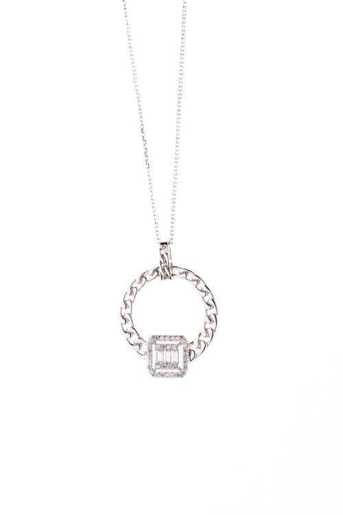 Oval Kare Baget Altın Kolye