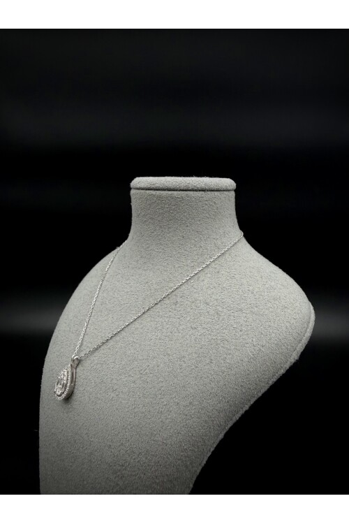 PIRLANTA DAMLA MODEL BAGET ve YUVARLAK TAŞ ZİNCİRLİ KOLYE