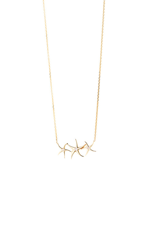 ORTALARI TAŞLI ÜÇ YILDIZ KOLYE