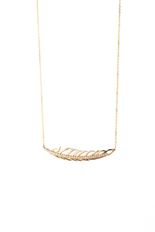 Yaprak şerit Altın Kolye