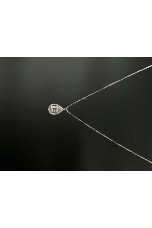 PIRLANTA DAMLA MODEL BAGET ve YUVARLAK TAŞ ZİNCİRLİ KOLYE