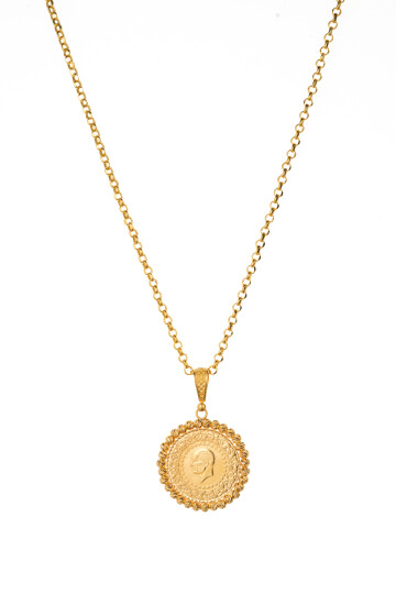 22 AYAR ALTIN ÇEYREKLİ DORİKALI DOÇ ZİNCİR KOLYE