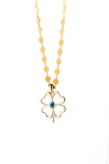 DÖRT YAPRAKLI YONCA PULLU ZİNCİR KOLYE