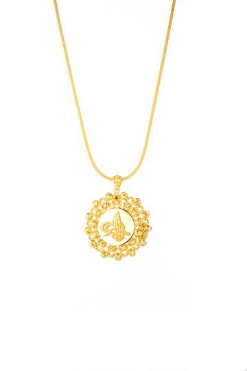 KALZE ZİNCİR TUĞRALI DORİKA YUVARLAK KOLYE