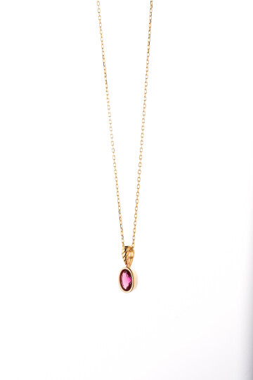 KIRMIZI TAŞLI ZİNCİR KOLYE