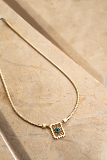 NAZAR BONCUKLU KARE KOLYE