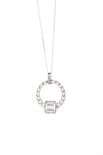 Oval Kare Baget Altın Kolye