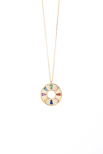 Oval Taşlı Altın Kolye