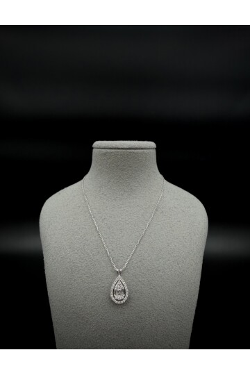 PIRLANTA DAMLA MODEL BAGET ve YUVARLAK TAŞ ZİNCİRLİ KOLYE