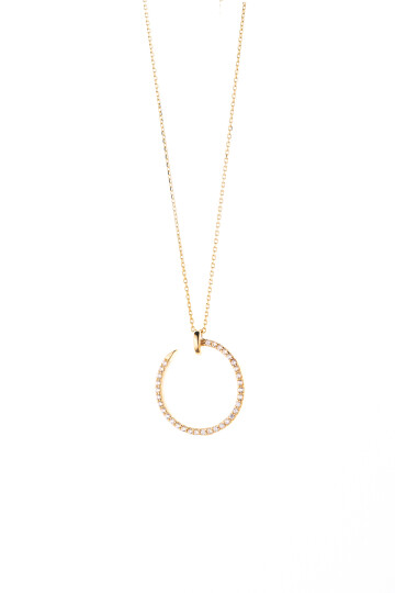 Taşlı Oval Altın Kolye