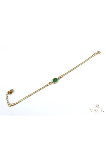 YEŞİL TAŞLI BALIK SIRTI ZİNCİR BİLEKLİK