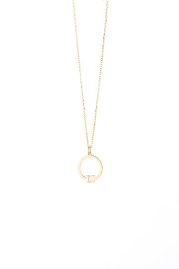 YUVARLAK BAGET TAŞLI ZİNCİRLİ KOLYE