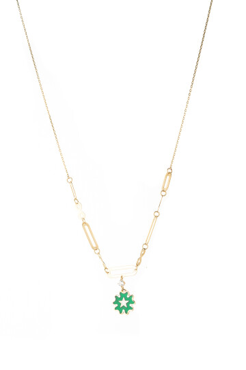 ZİNCİRLİ MİNELİ YILDIZ ALTIN KOLYE