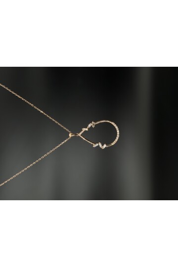 PIRLANTA DAMLA MODELİ BAGET ve YUVARLAK TAŞ ZİNCİR KOLYE